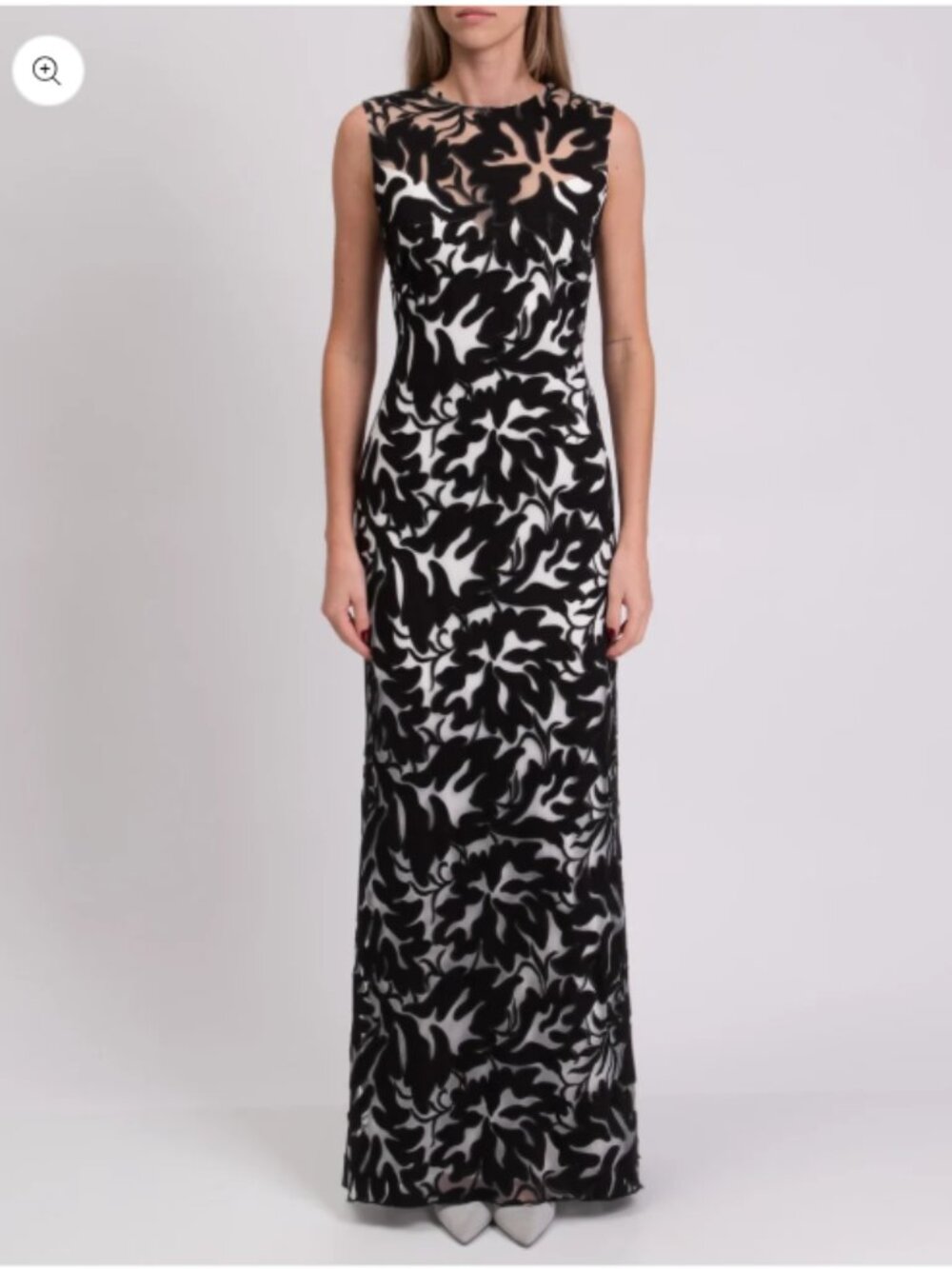 TADASHI SHOJI Tulle Maxi Dress — US 8 / UK 12 / IT 44 (L) — White/Black